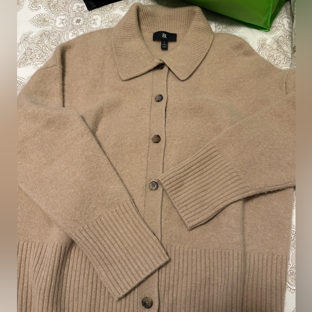 Banana Republic Taupe Button-Up Cardigan